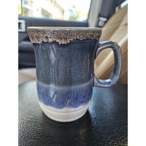 Vintage Blue Grat White Drip Glaze Art Pottery Coffee Mug Tea Cup Made England